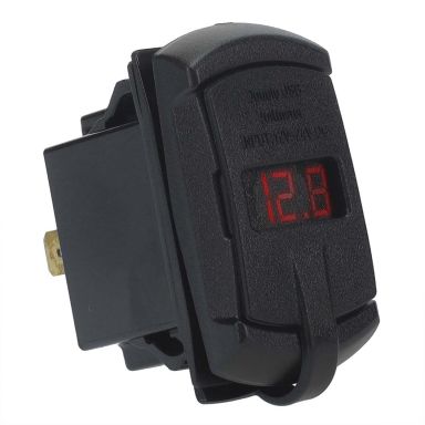 Double USB Charger Outlet with Voltmeter (Red)